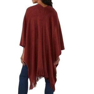 NWT Lauren Conrad Brushed Ruana Warm Cozy Wrap Shawl Maroon jacket New $58